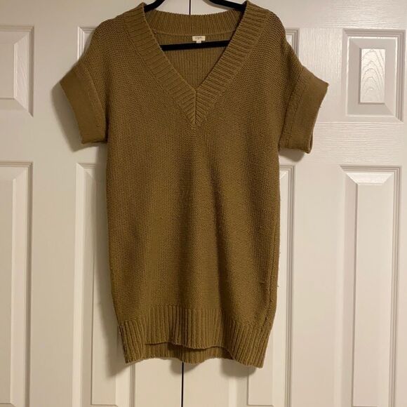 J Crew Factory Short-sleeve V Neck Long Sweater - Picture 1 of 7